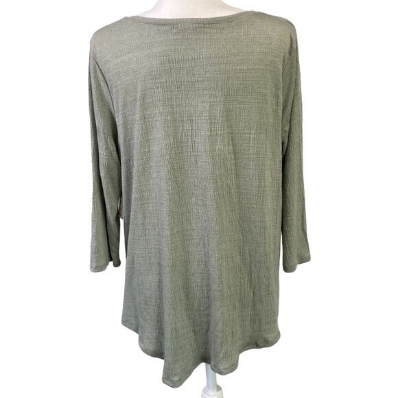 89th & Madison Asymmetrical Gauze Pullover Top 3/4 Sleeve Textured Soft Stretchy - Picture 3 of 15